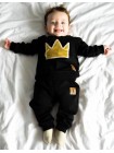 Черный детский костюм штаны + кофта с короной